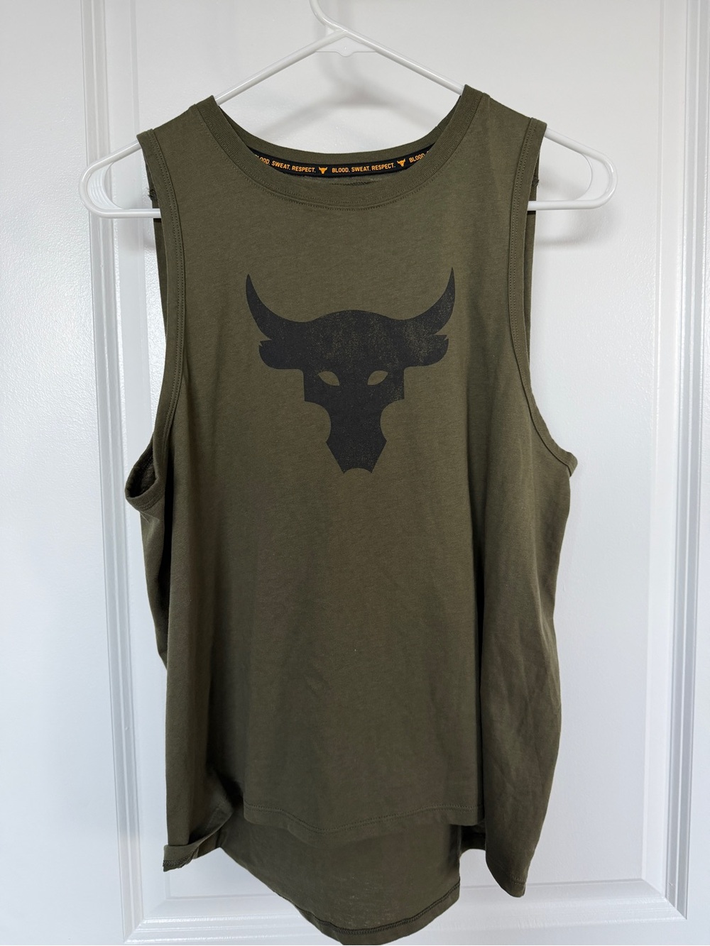 Under Armour Olive Green HeatGear Muscle Tank with Yellow Trim